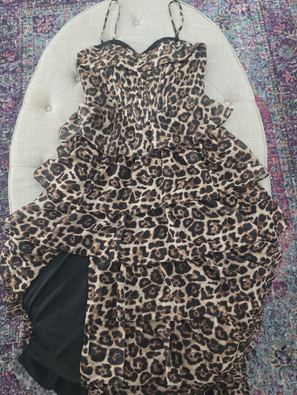 Leopard Cheetah Print Ruffle Cupcake Layer Corset Prom Homecoming Dress 8 10 M